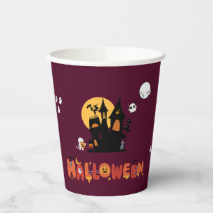 ハロウィンパーティーカップ - お化け屋敷とかぼちゃ 紙コップ