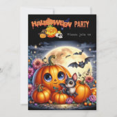 ハロウィンパーティーカラフル&編集可能 招待状 (正面)