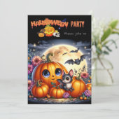 ハロウィンパーティーカラフル&編集可能 招待状 (スタンド正面)