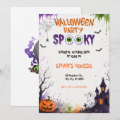 ハロウィンパーティーキッズモンスター楽しみ 招待状 (正面/裏面)