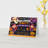 ハロウィンパーティーキッズ招待状 | かわいいスプーキー カード (黄色い花)