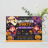 ハロウィンパーティーキッズ招待状 | かわいいスプーキー サンキューカード (スタンド正面)