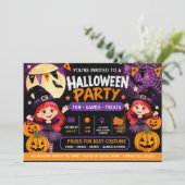ハロウィンパーティーキッズ招待状 | かわいいスプーキー サンキューカード (スタンド正面)