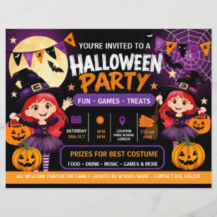 ハロウィンパーティーキッズ招待状 かわいいスプーキー チラシ