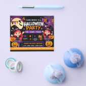 ハロウィンパーティーキッズ招待状 | かわいいスプーキー チラシ (シングル)