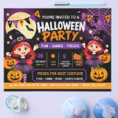 ハロウィンパーティーキッズ招待状 | かわいいスプーキー チラシ (シングル)