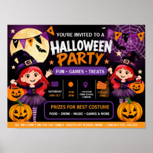 ハロウィンパーティーキッズ招待状 かわいいスプーキー ポスター