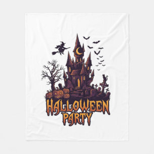 ハロウィンパーティーハントされたキャスルのカボチャコウモリ フリースブランケット