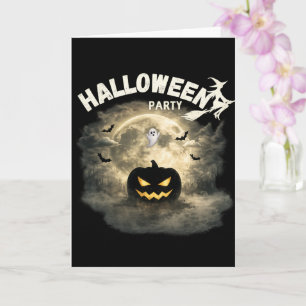 ハロウィンパーティームーンパンプキンゴーストヴィンテージハロウィン カード