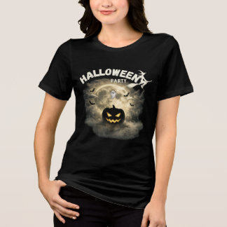 ハロウィンパーティームーンパンプキンゴーストヴィンテージハロウィン トライブレンドTシャツ