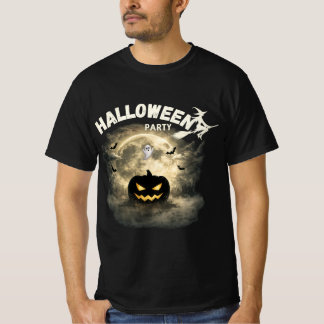 ハロウィンパーティームーンパンプキンゴーストヴィンテージハロウィン Tシャツ
