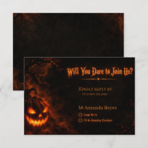 ハロウィンパーティー出欠ハロウィンお化けの光るRSVPカード