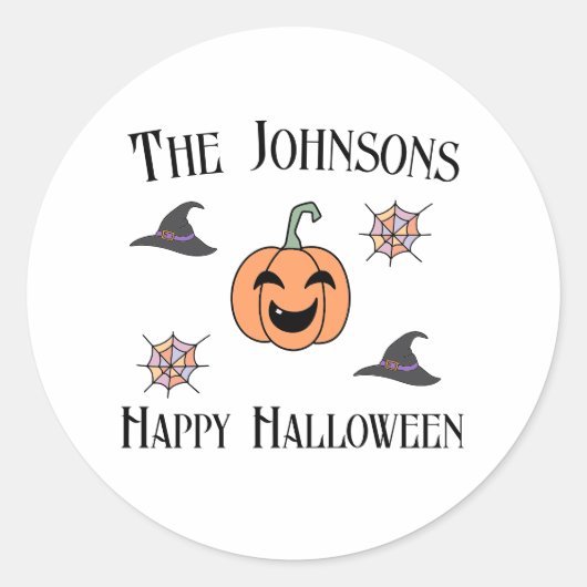 ハロウィンパーティー家族名 ラウンドシール (正面)