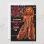 ハロウィンパーティー恐怖の人形が遊びたいと迫ってくる 招待状 (正面)