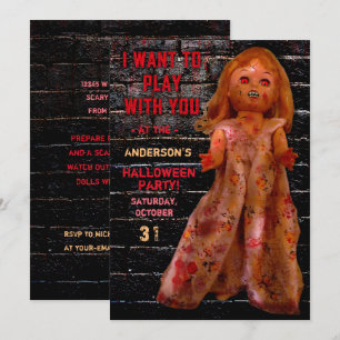 ハロウィンパーティー恐怖の人形が遊びたいと迫ってくる 招待状