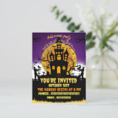 ハロウィンパーティー恐怖の家 黒い招待状 シーズンポストカード (スタンド正面)