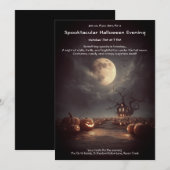 ハロウィンパーティー招待状 かぼちゃ畑の夜景 招待状 (正面/裏面)