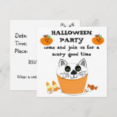 ハロウィンパーティー招待状 - カップケーキ 招待状 (正面/裏面)