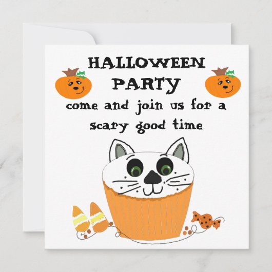 ハロウィンパーティー招待状 - カップケーキ 招待状 (正面)