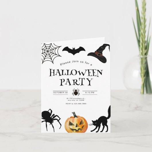ハロウィンパーティー招待状、キッズのぞっとする夜 招待状 (正面)
