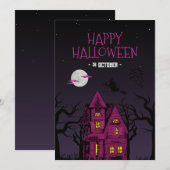 ハロウィンパーティー招待状、キッズ・スプーキー・ナイト・パーティー 招待状 (正面/裏面)