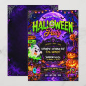 ハロウィンパーティー招待状 スプーキー 招待状 (正面/裏面)
