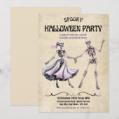 ハロウィンパーティー招待状 - ダンシングスケルトン 招待状 (正面/裏面)