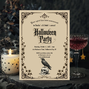 ハロウィンパーティー招待状|ヴィンテージゴシックレイヴン 招待状