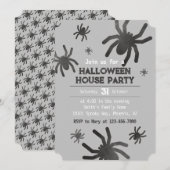 ハロウィンパーティー招待状 怖いクモ 招待状 (正面/裏面)