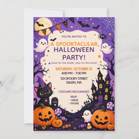 ハロウィンパーティー招待状 怖可愛い 招待状 (正面)