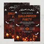 ハロウィンパーティー招待状 - 怪奇的なハロウィンの夜 招待状 (正面/裏面)