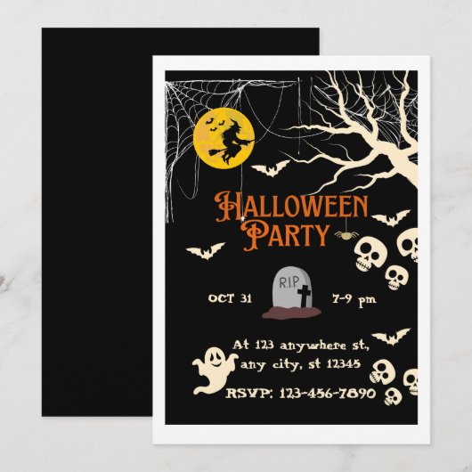 ハロウィンパーティー招待状 招待状 (正面/裏面)