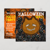 ハロウィンパーティー招待状 猫の顔のカボチャ 招待状 (正面/裏面)