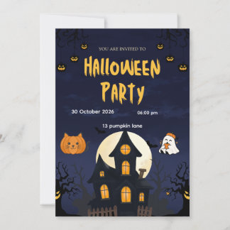 ハロウィンパーティー招待状 - 編集可能テンプレート 招待状