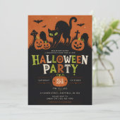 ハロウィンパーティー招待状 - 黒猫 招待状 (スタンド正面)
