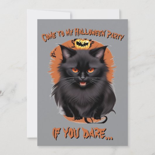 ハロウィンパーティー招待状 黒猫 招待状 (正面)
