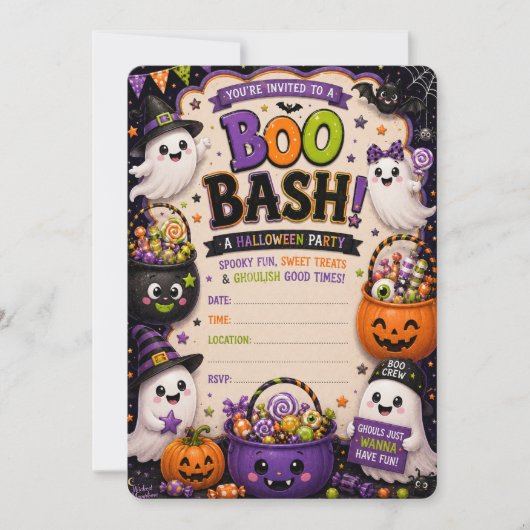 ハロウィンパーティー招待状 Boo Bash 招待状 (正面)