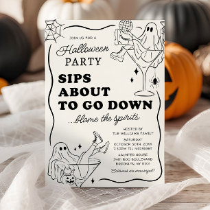 ハロウィンパーティー招待状 Sips About to Go Down 招待状