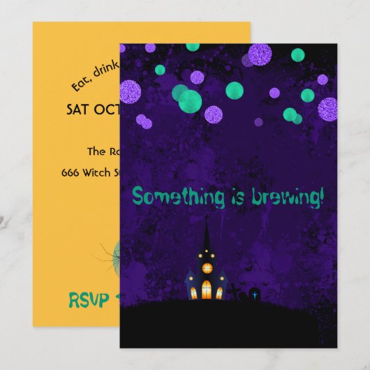 ハロウィンパーティー招待状 Something is Brewing 招待状 (正面/裏面)