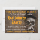 ハロウィンパーティー用のかぶり物ハット付きスカル 招待状 (正面)