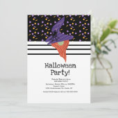 ハロウィンパーティー用コスチューム: ノームの落書きと紙吹雪 招待状 (スタンド正面)