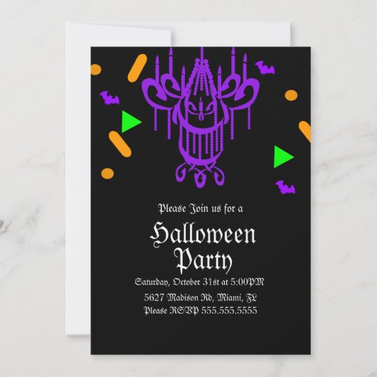 ハロウィンパーティー用シャンデリアコンフェティネオン 招待状 (正面)