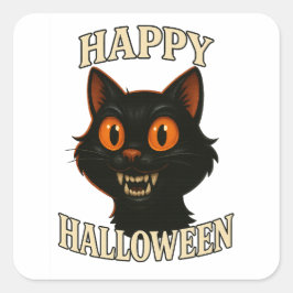ハロウィンパーティー用スリリングな黒猫モチーフ スクエアシール