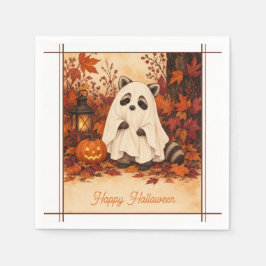 ハロウィンパーティー用タクショナップキン アライグマおばけ スタンダードカクテルナプキン
