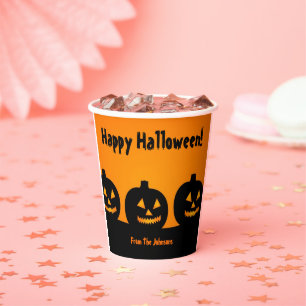 ハロウィンパーティー用紙コップ 三本のカボチャ 紙コップ