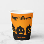 ハロウィンパーティー用紙コップ 三本のカボチャ 紙コップ (正面)