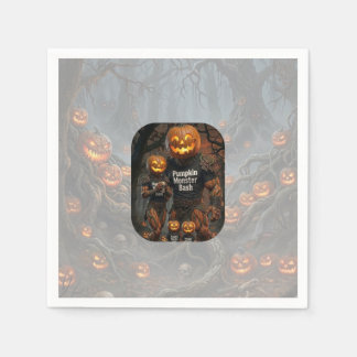 ハロウィンパーティー用 かぼちゃモンスターのペーパーアイテム スタンダードカクテルナプキン