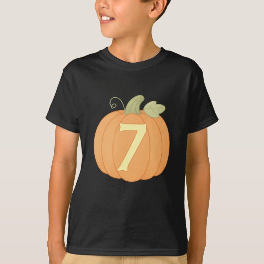 ハロウィンパーティー用 かわいい秋のかぼちゃ 7歳の誕生日 Tシャツ (正面)
