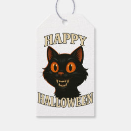 ハロウィンパーティー用 スパイキーブラックキャット ギフトタグ