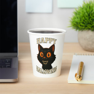 ハロウィンパーティー用 黒猫モチーフ 紙コップ